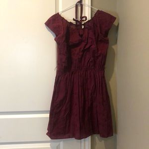 Maroon LC dress with belt.